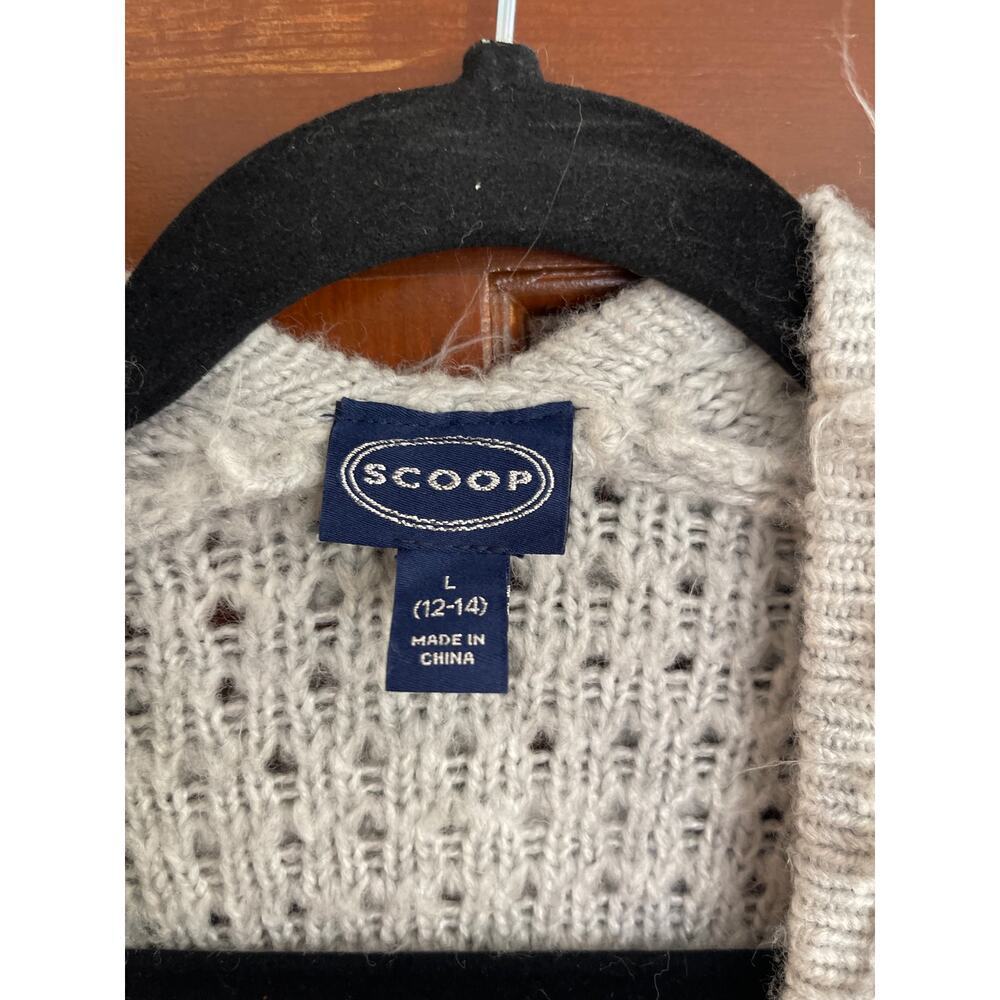 SCOOP WYELASH RIBBONED KNIT CARDIGAN SILVER SIZE L - Picture 5 of 7